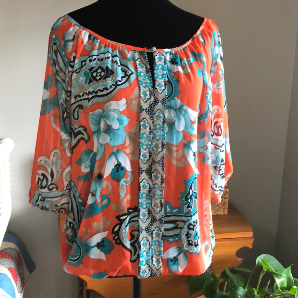 West Kel Sheer Blousy Top Size Small